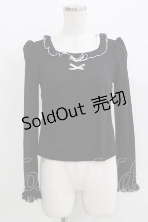 画像: evelyn / フリルリボントップス Free ブラック H-26-03-29-065-LO-TO-NS-ZH