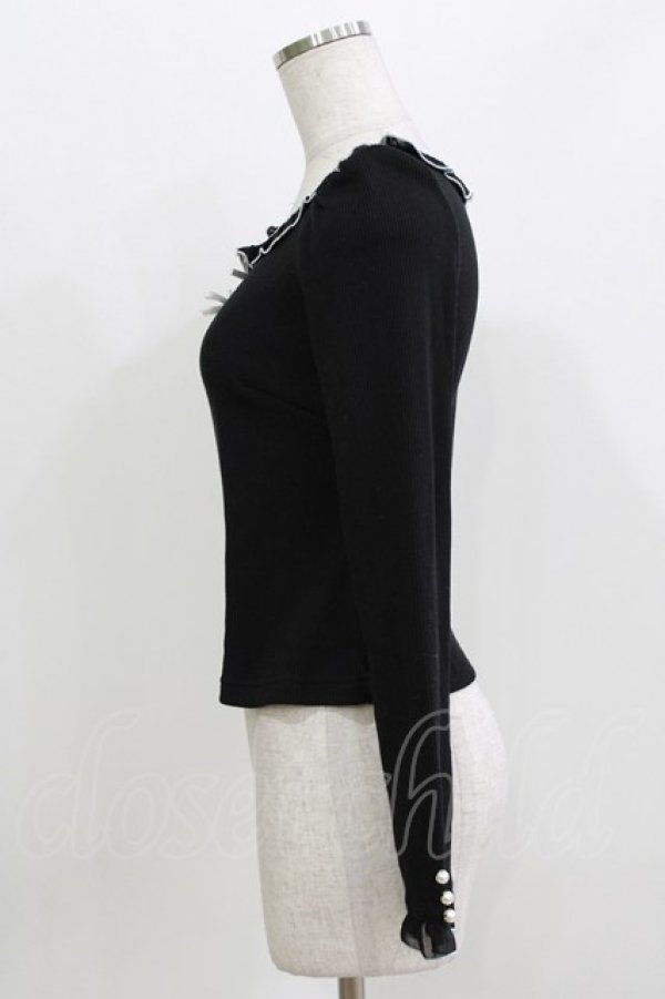 画像2: evelyn / フリルリボントップス Free ブラック H-26-03-29-065-LO-TO-NS-ZH (2)