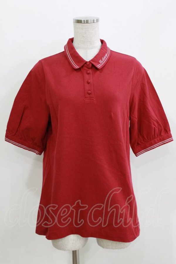 画像1: Fi.n.t / チェーンステッチロゴ刺繍ポロシャツ Free RED H-26-03-29-068-CA-TS-NS-ZH (1)