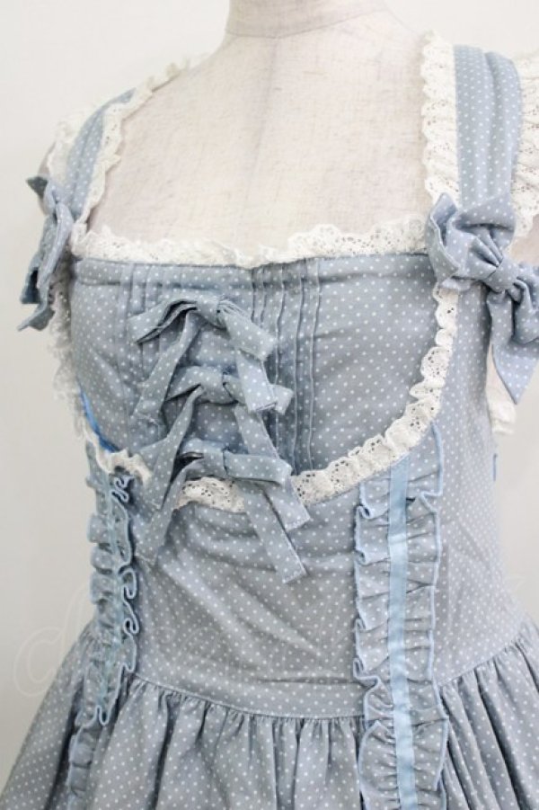 画像4: metamorphose / フロントあきジャンパースカート(水玉) Free サックス H-26-03-29-007-ME-OP-NS-ZH (4)