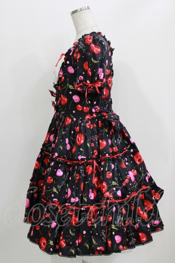画像2: metamorphose / Vintage Cherryティアードワンピース Free ブラック H-26-03-29-008-ME-OP-NS-ZH (2)