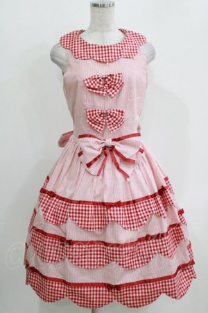 画像: metamorphose / スカラップジャンパースカート Free レッド H-26-03-29-012-ME-OP-NS-ZH