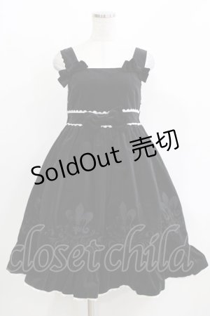 画像: metamorphose / 刺繍入り別珍ハイウエストジャンパースカート Free ブラック H-26-03-29-013-ME-OP-NS-ZH