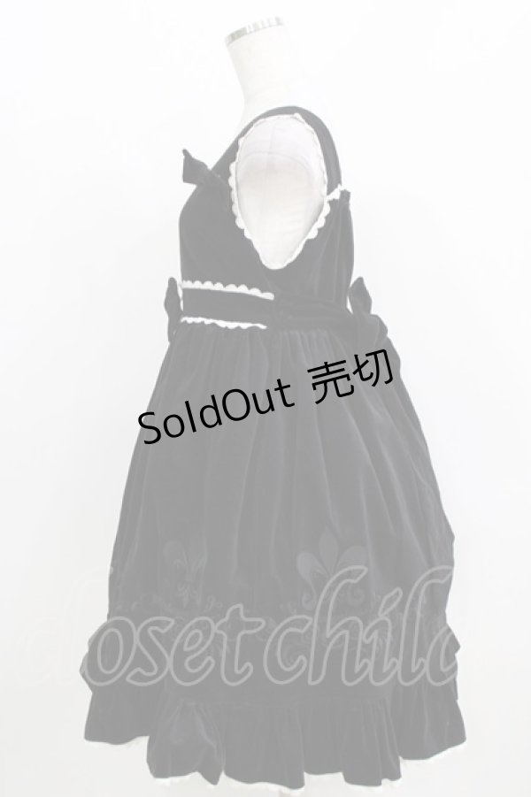 画像2: metamorphose / 刺繍入り別珍ハイウエストジャンパースカート Free ブラック H-26-03-29-013-ME-OP-NS-ZH (2)