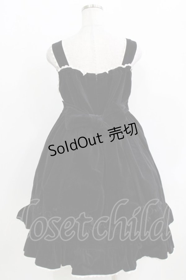 画像3: metamorphose / 刺繍入り別珍ハイウエストジャンパースカート Free ブラック H-26-03-29-013-ME-OP-NS-ZH (3)