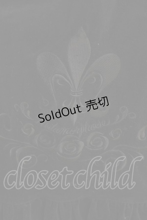 画像4: metamorphose / 刺繍入り別珍ハイウエストジャンパースカート Free ブラック H-26-03-29-013-ME-OP-NS-ZH (4)