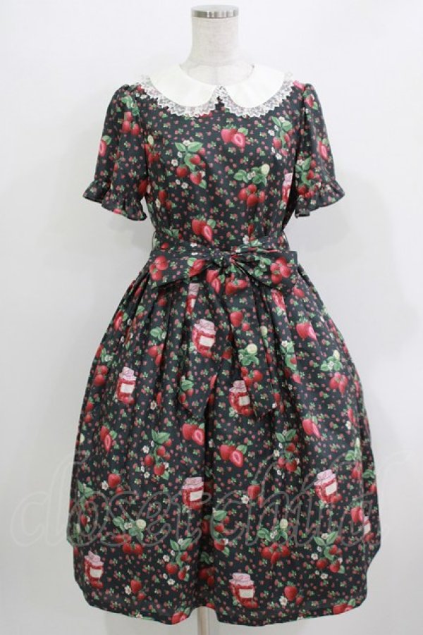 画像1: Melody BasKet / Strawberry jam丸襟ワンピース M ブラック H-26-03-30-001-LO-OP-KB-ZH (1)