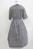 画像3: Jane Marple / シャーリングギンガムリボントリムドレス  ブラック H-26-03-30-025-JM-OP-KB-ZH (3)