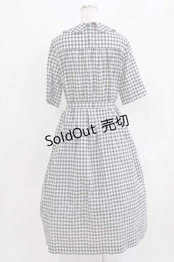 画像3: Jane Marple / シャーリングギンガムリボントリムドレス  ブラック H-26-03-30-025-JM-OP-KB-ZH (3)
