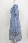画像2: Jane Marple Dans Le Salon / Flower Stamp Empireワンピース M サックス H-26-03-30-028-JM-OP-KB-ZH (2)