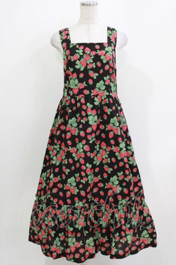 画像1: Jane Marple / Strawberry garden Strap dress M ブラック H-26-03-30-029-JM-OP-KB-ZH (1)