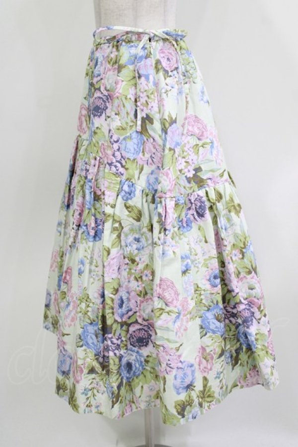 画像2: Jane Marple Dans Le Salon / Jardin Des Fleursのドレススカート  ミント H-26-03-30-032-JM-SK-KB-ZH (2)