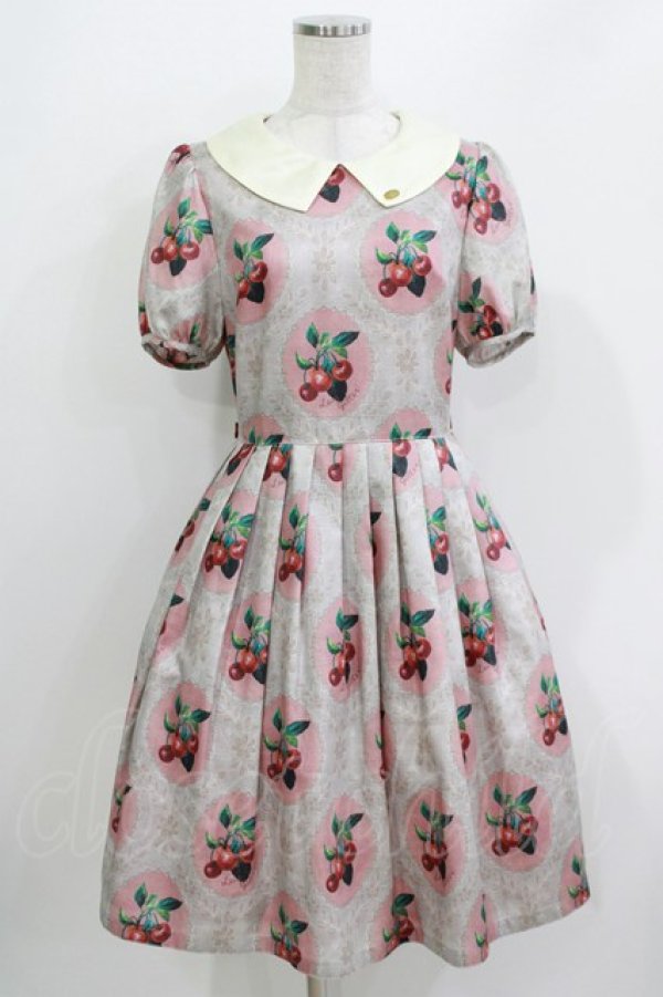 画像1: Leur Getter / Cherry Lace袖付ワンピース M ピンク H-26-03-30-035-LU-OP-KB-ZH (1)