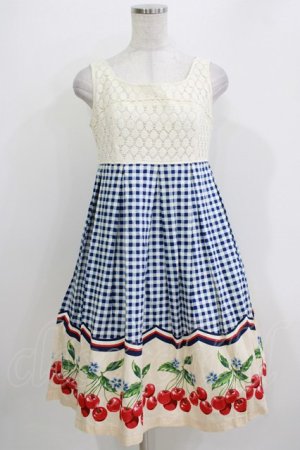 画像: Emily Temple cute / ギンガムチェリーノースリーブワンピース  コン H-26-03-30-038-ET-OP-KB-ZH