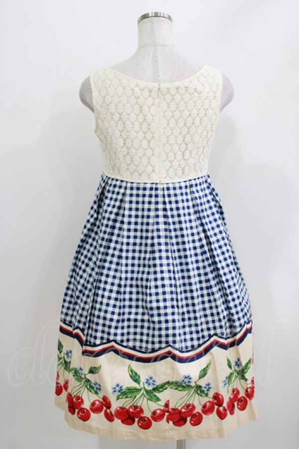 画像3: Emily Temple cute / ギンガムチェリーノースリーブワンピース  コン H-26-03-30-038-ET-OP-KB-ZH (3)