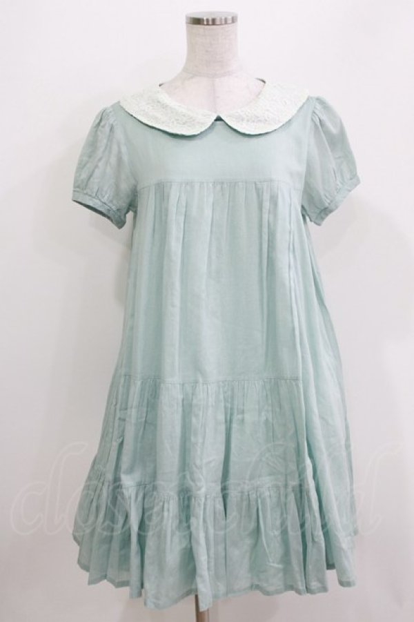 画像1: Jane Marple / レースカラーティアードワンピース  サックス H-26-03-30-044-JM-OP-KB-ZH (1)