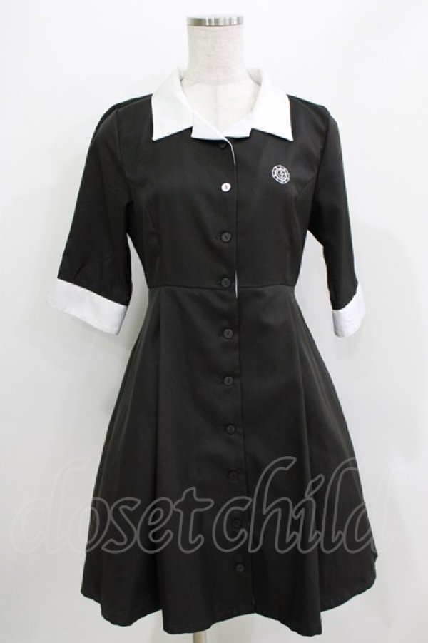 画像1: HELL CAT PUNKS / シャツワンピース  黒×白 H-26-03-30-045-PU-OP-KB-ZH (1)