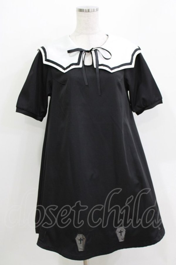 画像1: HELL CAT PUNKS / VAMPカラーワンピース  黒×白 H-26-03-30-048-PU-OP-KB-ZH (1)