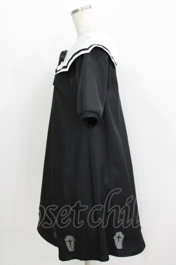 画像2: HELL CAT PUNKS / VAMPカラーワンピース  黒×白 H-26-03-30-048-PU-OP-KB-ZH (2)