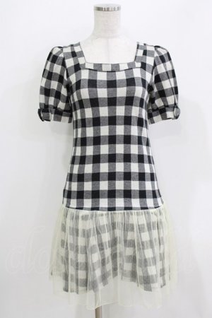 画像: Emily Temple cute / 裾チュールギンガムワンピース  ブラック H-26-03-30-049-ET-OP-KB-ZH