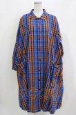 画像1: Candy Stripper / FLARE CHECK SHIRTワンピース  ブルー H-26-03-30-053-PU-OP-KB-ZH (1)