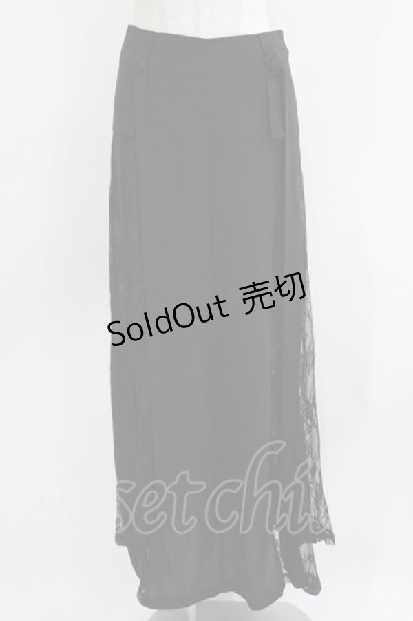 画像1: PUNK RAVE / Sexy Long Chiffon Lace Split Gothic Skirt XS ブラック H-26-03-30-056-PU-SK-KB-ZH (1)
