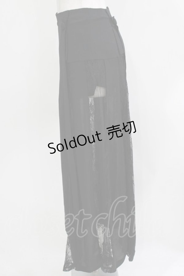 画像2: PUNK RAVE / Sexy Long Chiffon Lace Split Gothic Skirt XS ブラック H-26-03-30-056-PU-SK-KB-ZH (2)