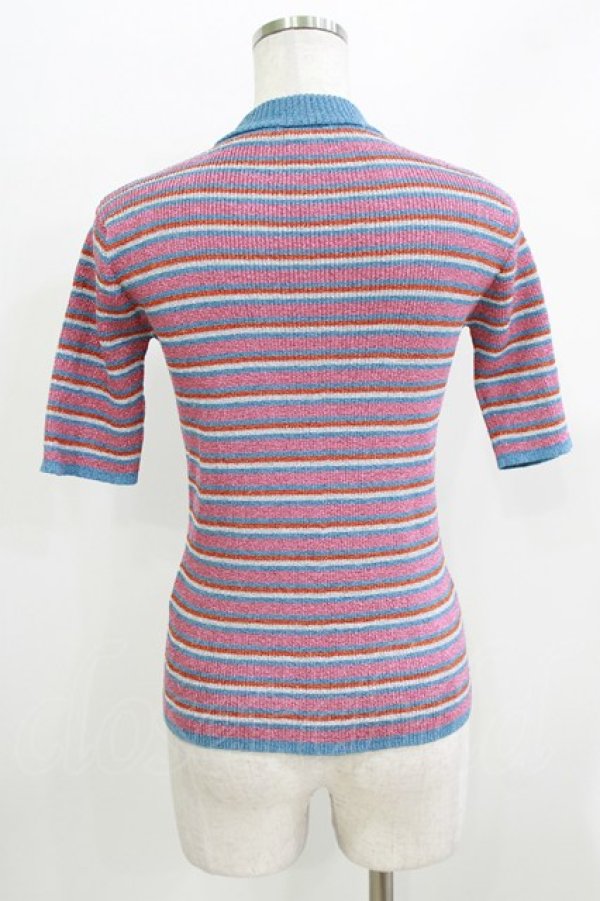 画像3: Candy Stripper / LAME BORDER KNIT  PINK×LIGHT BLUE H-26-03-30-067-PU-TO-KB-ZH (3)