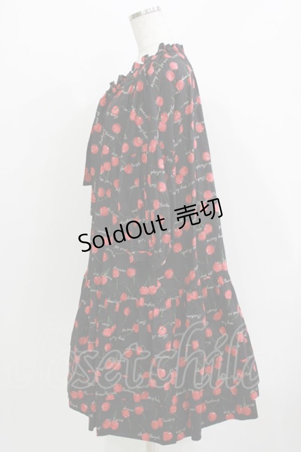 画像2: Jane Marple / Skipping cherriesチュニックドレス M 黒 H-26-03-30-007-JM-OP-KB-ZH (2)