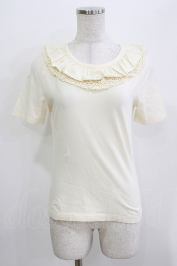 画像1: Jane Marple / レースフリルカットソー  アイボリー H-26-03-30-072-JM-TO-KB-ZH (1)