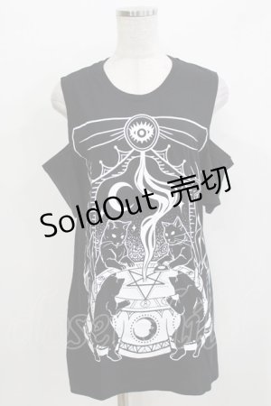 画像: Restyle / Cat Sabbath Cold Shoulder T-shirt  ブラック H-26-03-30-076-GO-TO-KB-ZH