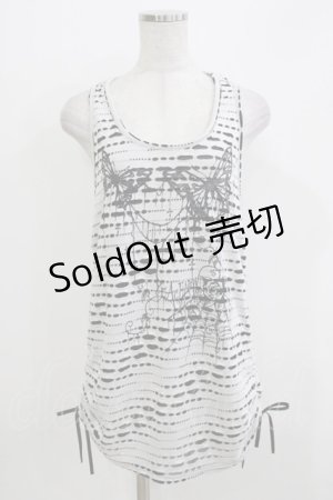 画像: PEACE NOW / サイドギャザータンク  ホワイト×ブラック H-26-03-30-078-PU-TO-KB-ZH