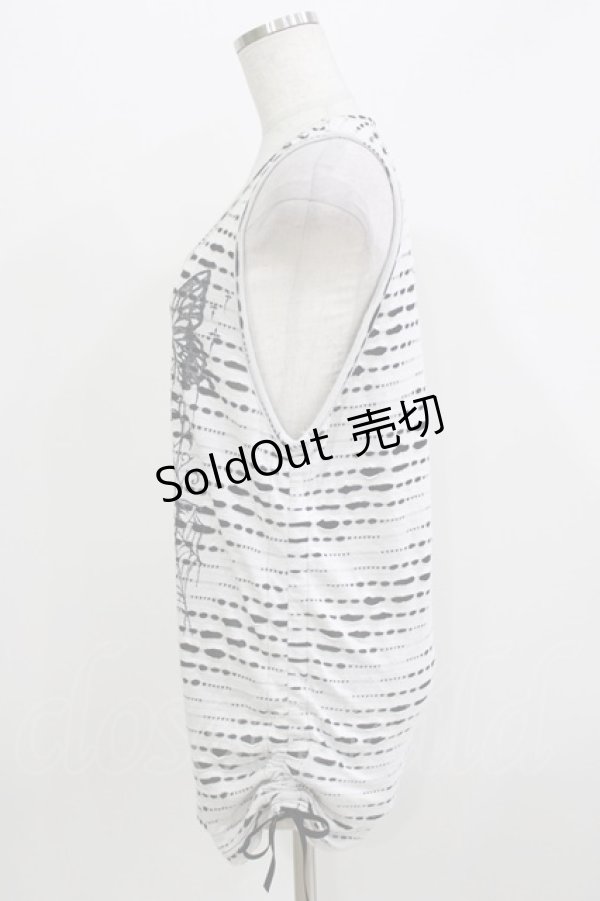 画像2: PEACE NOW / サイドギャザータンク  ホワイト×ブラック H-26-03-30-078-PU-TO-KB-ZH (2)