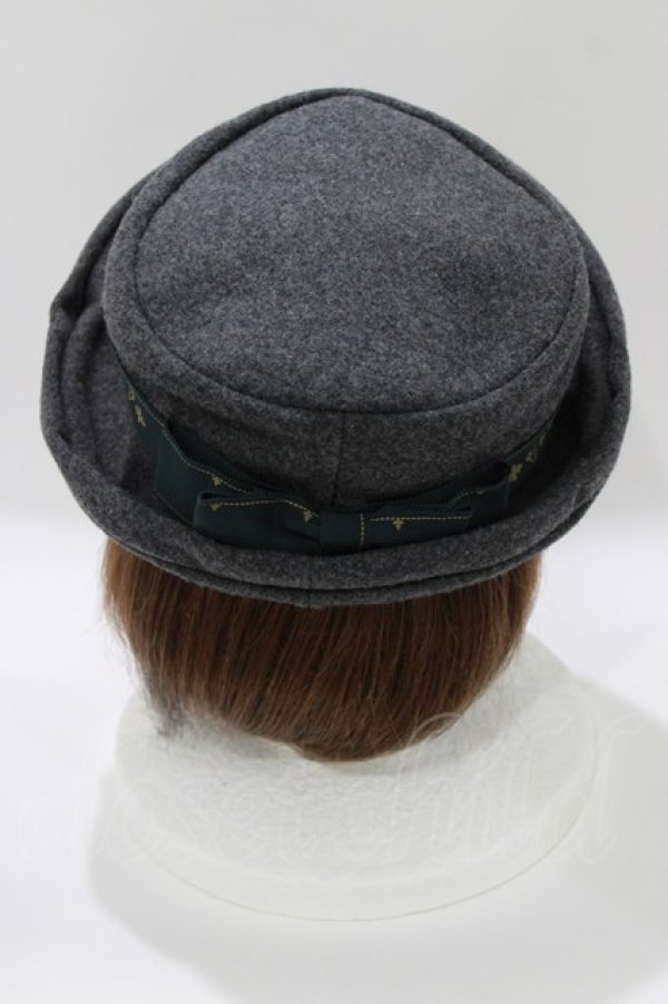 画像2: Jane Marple / グログランリボンウールハット  グレー×グリーン H-26-03-30-079-JM-AC-KB-ZH (2)
