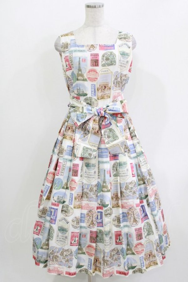 画像1: Jane Marple / Memories of Parisスクエアドレス  オフホワイト H-26-03-30-016-JM-OP-KB-ZH (1)