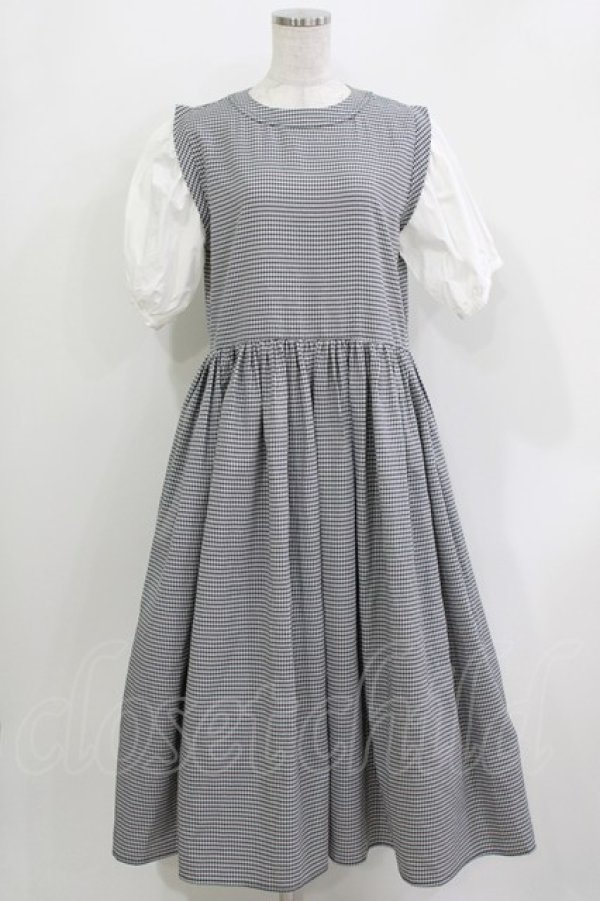 画像1: merry jenny / checkドッキングパフワンピース  ブラック H-26-03-30-018-LO-OP-KB-ZH (1)