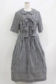 画像1: Jane Marple / シャーリングギンガムリボントリムドレス  ブラック H-26-03-30-025-JM-OP-KB-ZH (1)