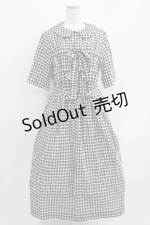 画像: Jane Marple / シャーリングギンガムリボントリムドレス  ブラック H-26-03-30-025-JM-OP-KB-ZH