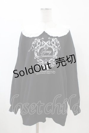 画像: Honey Cinnamon / フリル襟トレーナー Free ブラック H-26-04-01-047-LO-TO-NS-ZH