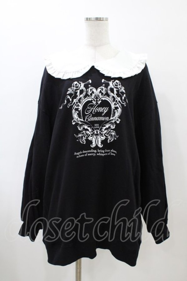 画像1: Honey Cinnamon / フリル襟トレーナー Free ブラック H-26-04-01-047-LO-TO-NS-ZH (1)