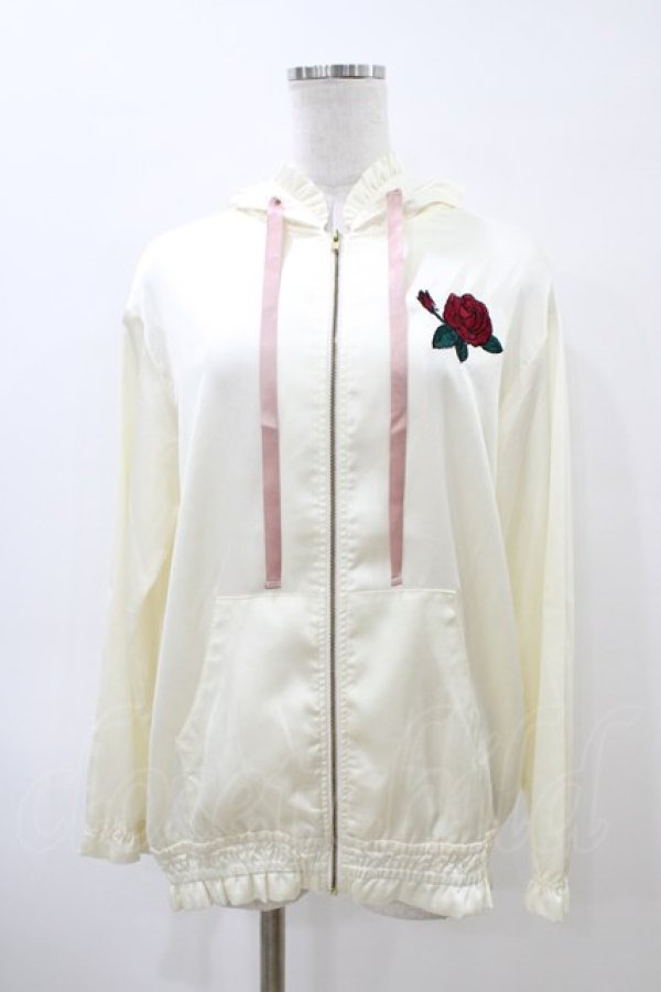 画像1: Ank Rouge / ローズ刺繍サテンパーカー M オフ H-26-04-01-049-CA-TO-NS-ZH (1)