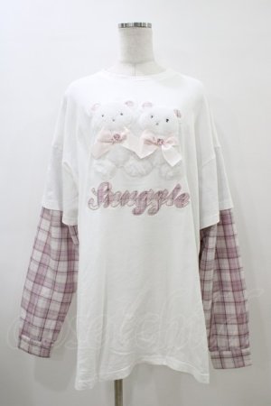 画像: Ank Rouge / ふたごくまちゃんロンTe M オフ/ピンク H-26-04-01-051-CA-TS-NS-ZH