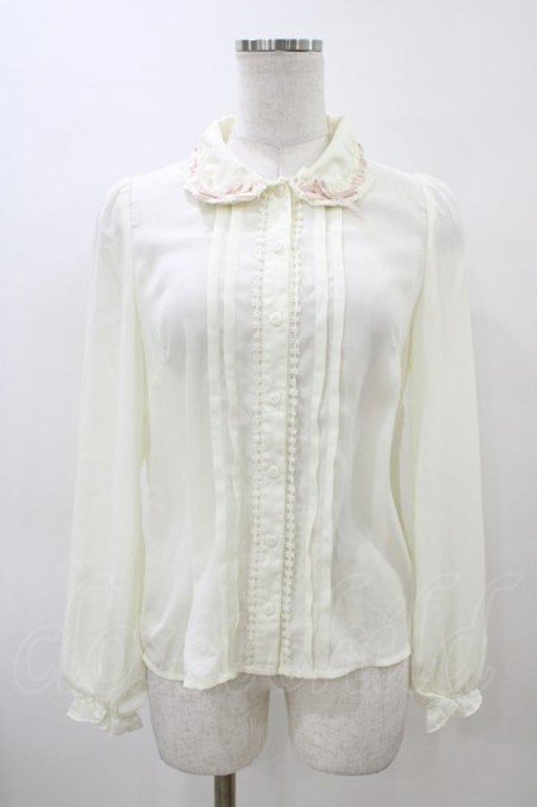 画像1: Ank Rouge / はしごレースリボンブラウス M アイボリー/ピンク H-26-04-01-056-CA-BL-NS-ZH (1)