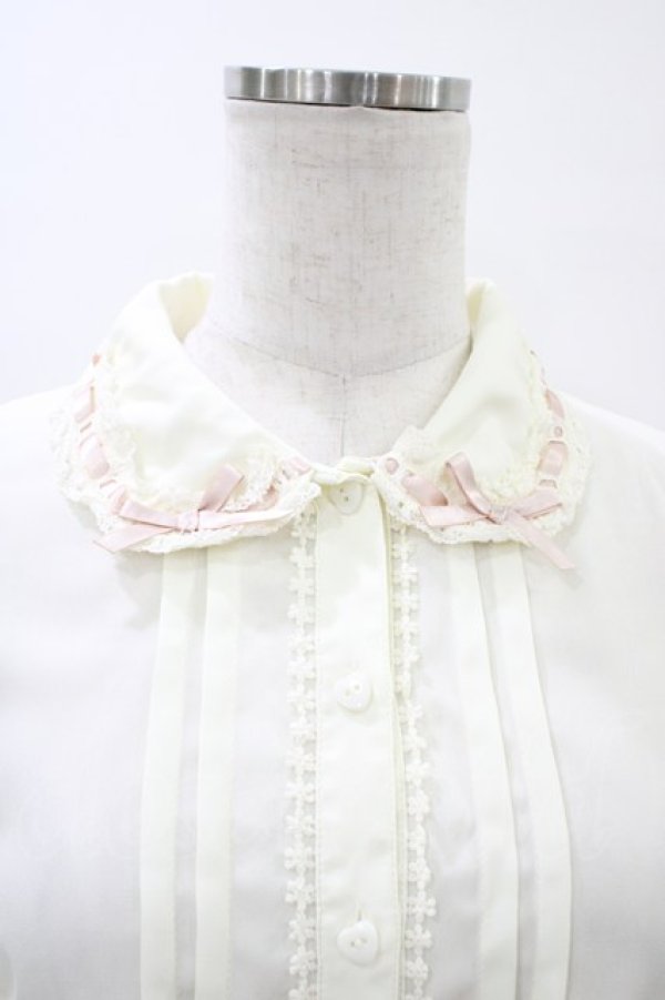 画像3: Ank Rouge / はしごレースリボンブラウス M アイボリー/ピンク H-26-04-01-056-CA-BL-NS-ZH (3)