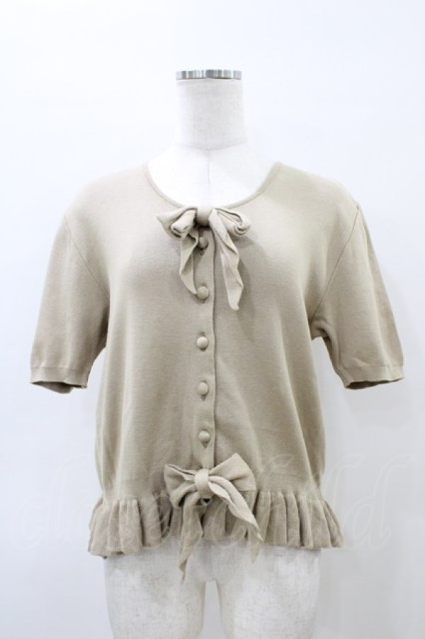 画像1: INGEBORG / リボンカーディガン Free ベージュ H-26-04-01-062-LO-TO-NS-ZH (1)