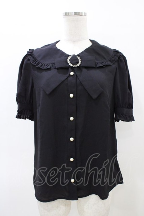 画像1: Ank Rouge / キラキラバックルリボンブラウス M ブラック H-26-04-01-063-CA-BL-NS-ZH (1)