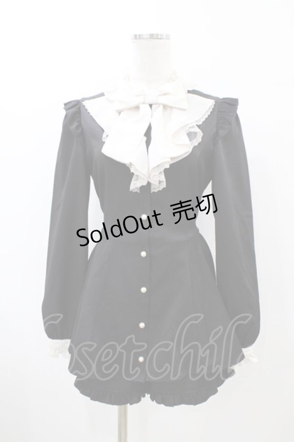 画像1: Secret Honey / リボンラッフル長袖セットアップ Free ブラック H-26-04-01-034-CA-OP-NS-ZH (1)