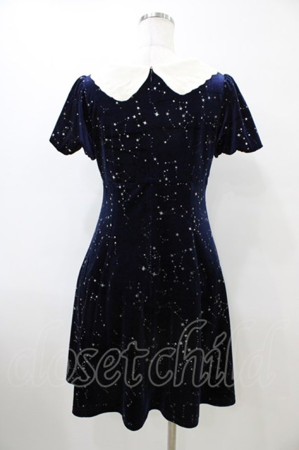 画像2: Secret Honey / 星座柄ベロアワンピース Free ネイビー H-26-04-01-037-CA-OP-NS-ZH (2)