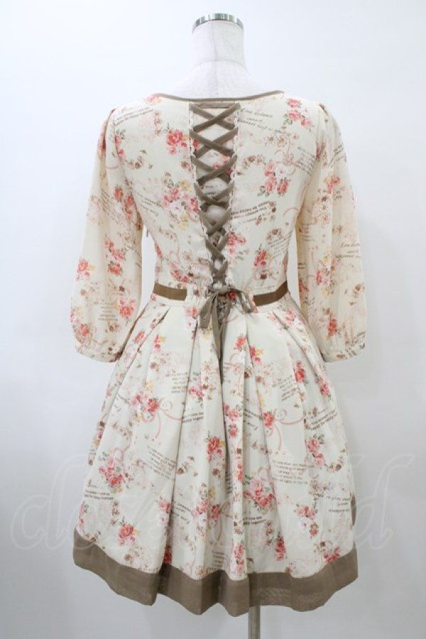 画像2: LODISPOTTO / バックレースアップ花柄ワンピース M アイボリー H-26-04-01-041-LO-OP-NS-ZH (2)