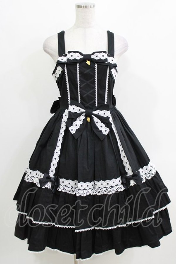 画像1: metamorphose / メアリーはしごレースジャンパースカート サイズ1 ブラック H-26-04-02-001-ME-OP-NS-ZH (1)